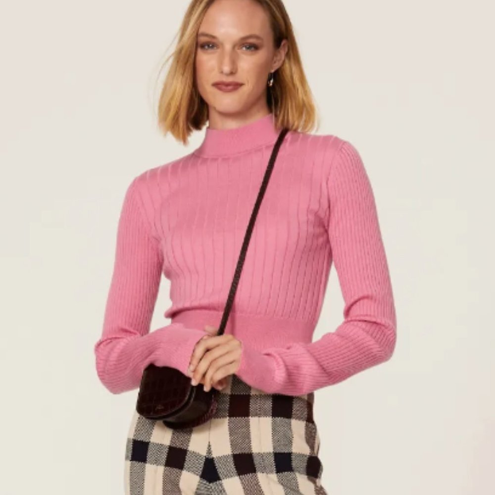 TOME Collective Pink Ribbed Crop Sweater size small